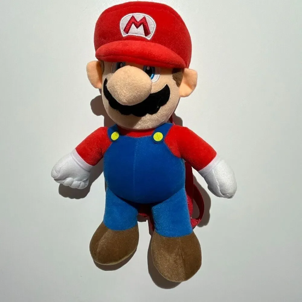 Nintendo Super Mario Plush Backpack Kids Red Blue Adjustable Straps Novelty‎ Bag